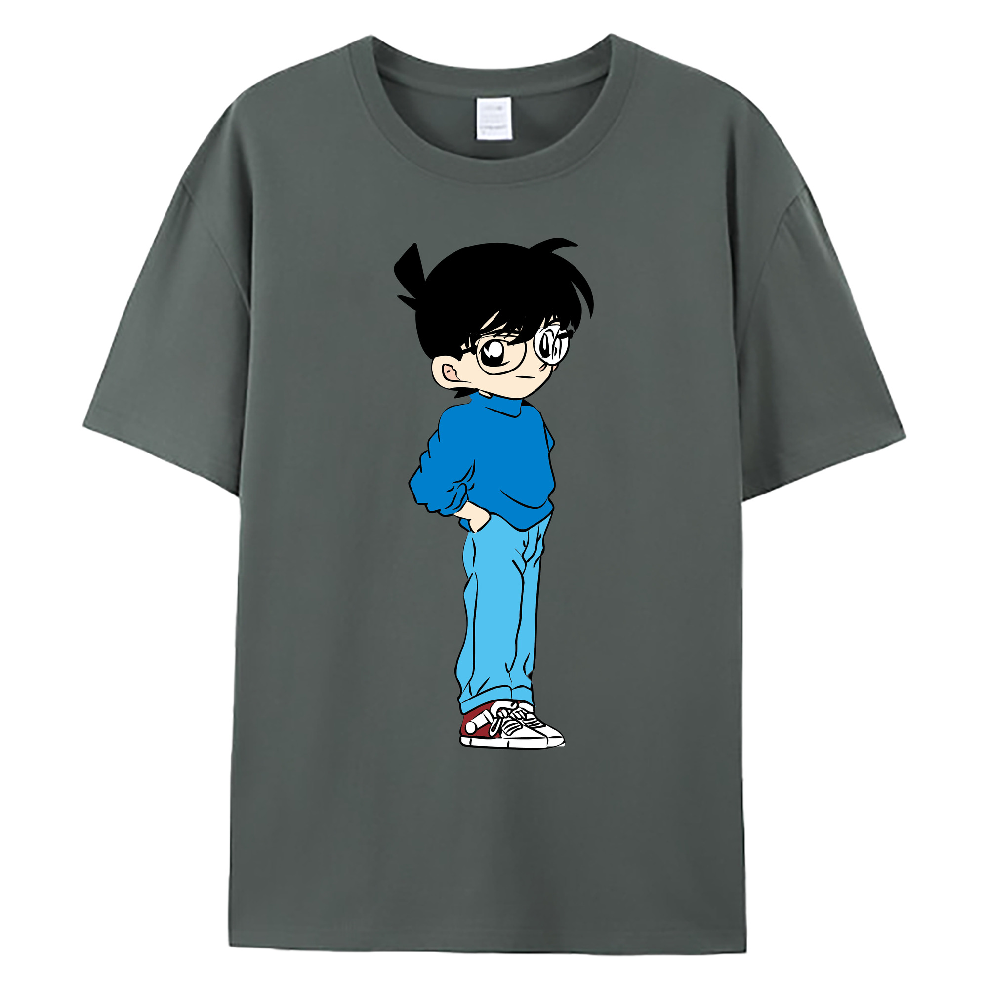 （画像用） 名探偵コナン 江戸川 コナン Detective Conan Conan Edogawa 綿100％ メンズ半袖Tシャツ｜肌触りやわらか＆通気性